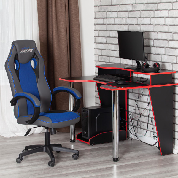 Кресло компьютерное TetChair «Racer GT new» (металлик/синий) фото № 17
