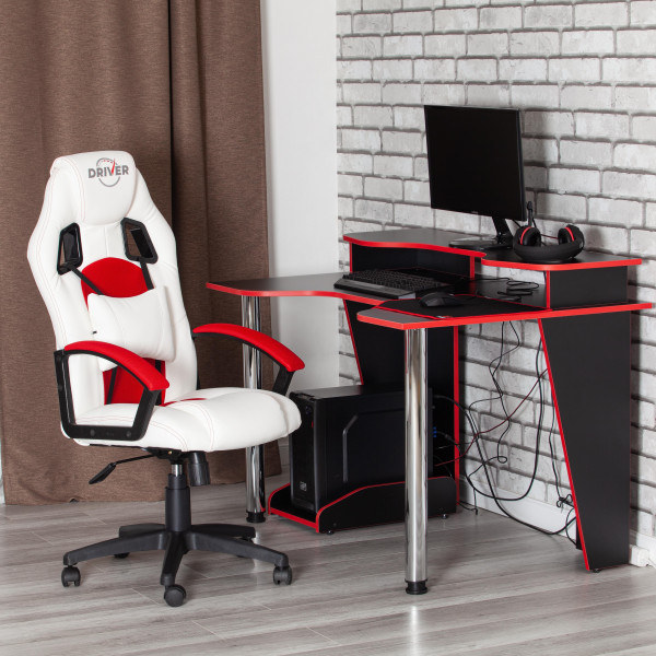 Кресло компьютерное «Driver» (Белый/красный) фото № 20