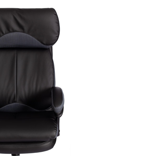 Кресло «Grand» (black) (Искусственная чёрная кожа + серая сетка) фото № 9