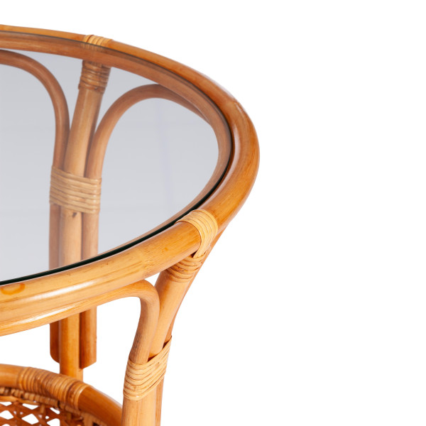 Террасный комплект «Pelangi» (стол со стеклом + 2 кресла, без подушек) (Honey (мёд)) фото № 3