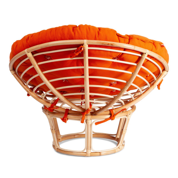 Кресло из ротанга «Папасан» (Papasan 23/01 Natural натуральный) + Подушка (ткань оранжевая) фото № 4