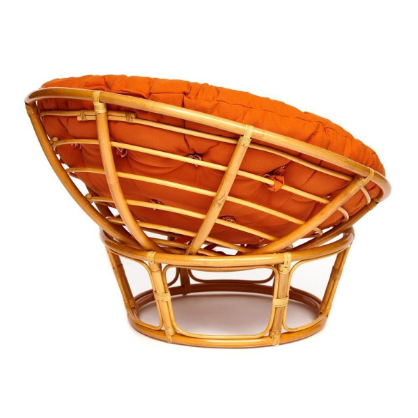 Кресло из ротанга «Папасан» (Papasan 23/01 Honey мёд) + Подушка (ткань оранжевая) фото № 3