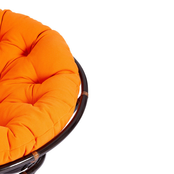 Кресло из ротанга «Папасан» (Papasan 23/01 Antique brown античный чёрно-коричневый) + Подушка (ткань оранжевая) фото № 8