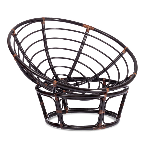 Кресло из ротанга «Папасан» (Papasan 23/01 Antique brown античный чёрно-коричневый) + Подушка (ткань коричневая) фото № 6