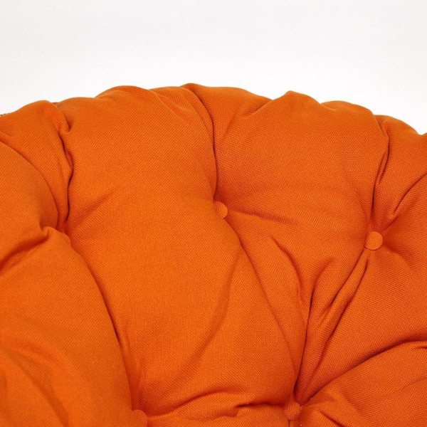 Кресло-качалка плетёное из ротанга «Папасан» (Papasan 23/01B Cognac коньяк) + Подушка (ткань оранжевая) фото № 5