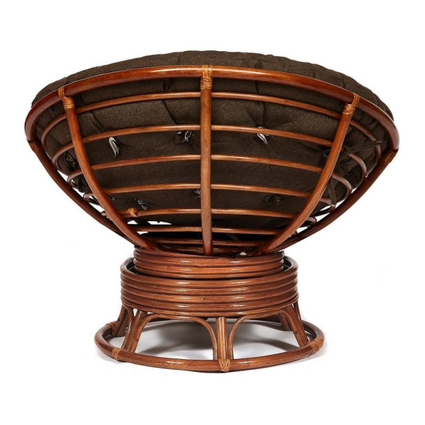 Кресло-качалка плетёное из ротанга «Папасан» (Papasan 23/01B Pecan орех) + Подушка (ткань коричневая) фото № 2