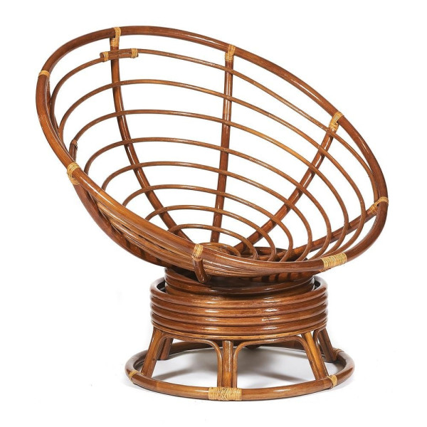 Кресло-качалка плетёное из ротанга «Папасан» (Papasan 23/01B Pecan орех) + Подушка (ткань коричневая) фото № 7