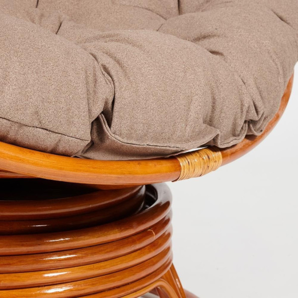 Кресло-качалка плетёное из ротанга «Папасан» (Papasan 23/01B Cognac коньяк) + Подушка (экошерсть коричневая) фото № 4