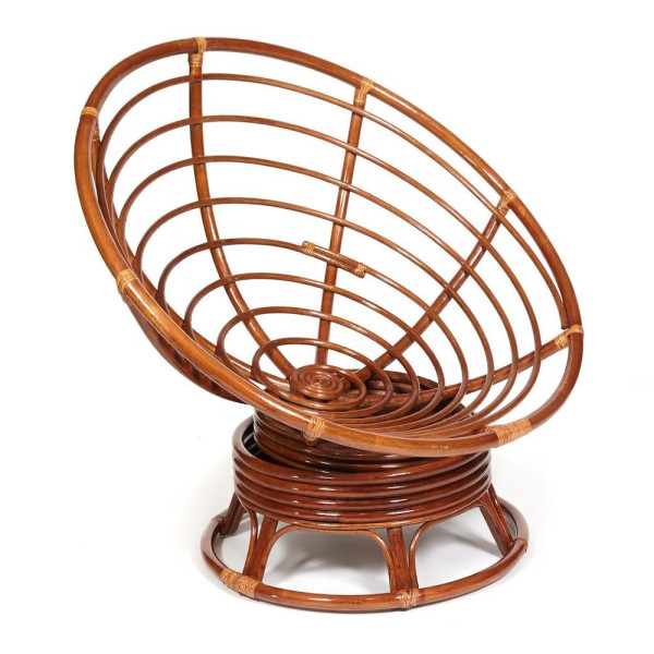 Кресло-качалка плетёное из ротанга «Папасан» (Papasan 23/01B Pecan орех) + Подушка (флок олива) фото № 11