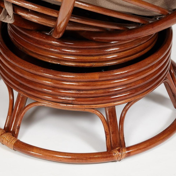 Кресло-качалка плетёное из ротанга «Папасан» (Papasan 23/01B Pecan орех) + Подушка (экошерсть коричневая) фото № 5