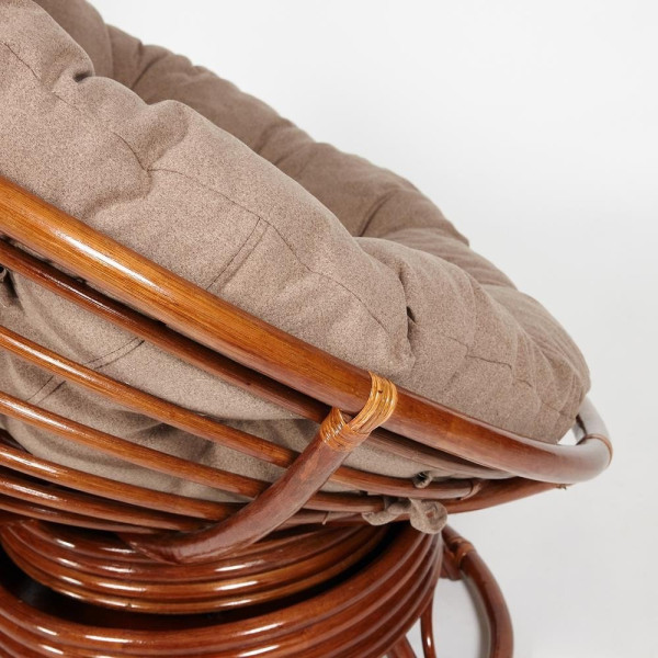 Кресло-качалка плетёное из ротанга «Папасан» (Papasan 23/01B Pecan орех) + Подушка (экошерсть коричневая) фото № 9
