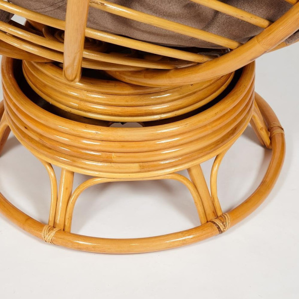 Кресло-качалка плетёное из ротанга «Папасан» (Papasan 23/01B Honey мёд) + Подушка (экошерсть коричневая) фото № 6