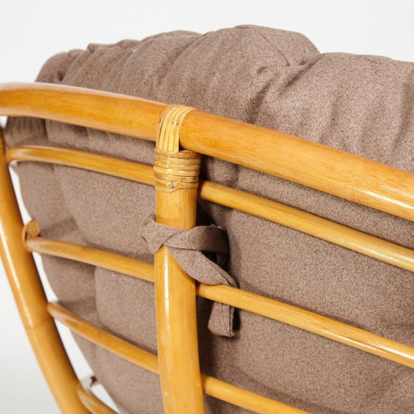 Кресло-качалка плетёное из ротанга «Папасан» (Papasan 23/01B Honey мёд) + Подушка (экошерсть коричневая) фото № 8