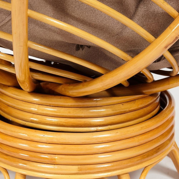 Кресло-качалка плетёное из ротанга «Папасан» (Papasan 23/01B Honey мёд) + Подушка (экошерсть коричневая) фото № 9