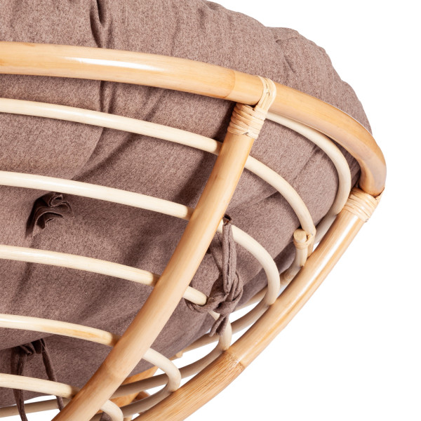 Кресло из ротанга «Папасан» (Papasan 23/01 Natural натуральный) + Подушка (экошерсть коричневая) фото № 9