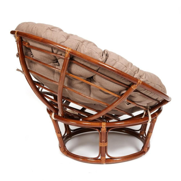 Кресло из ротанга «Папасан» (Papasan 23/01 Pecan орех) + Подушка (экошерсть коричневая) фото № 2