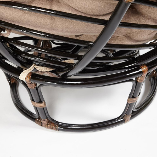 Кресло из ротанга «Папасан» (Papasan 23/01 Antique brown античный чёрно-коричневый) + Подушка (экошерсть коричневая) фото № 5