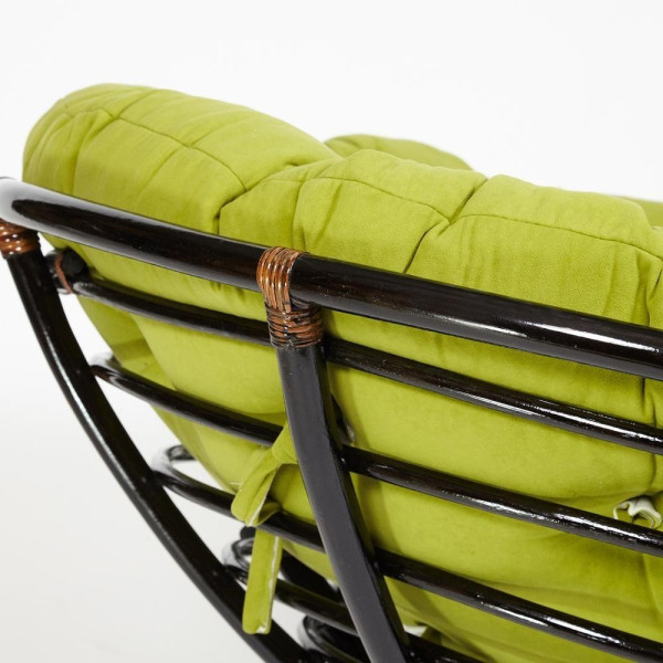 Кресло из ротанга «Папасан» (Papasan 23/01 Antique brown античный чёрно-коричневый) + Подушка (флок олива) фото № 5