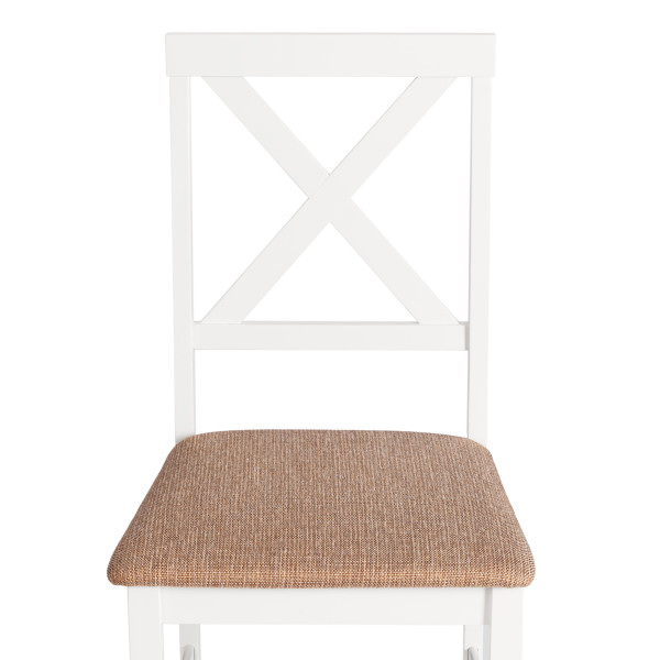 Обеденный комплект эконом «Hudson Dining Set» (стол + 4 стула) (Pure white (белый 2-1), ткань кор.-зол.) фото № 6