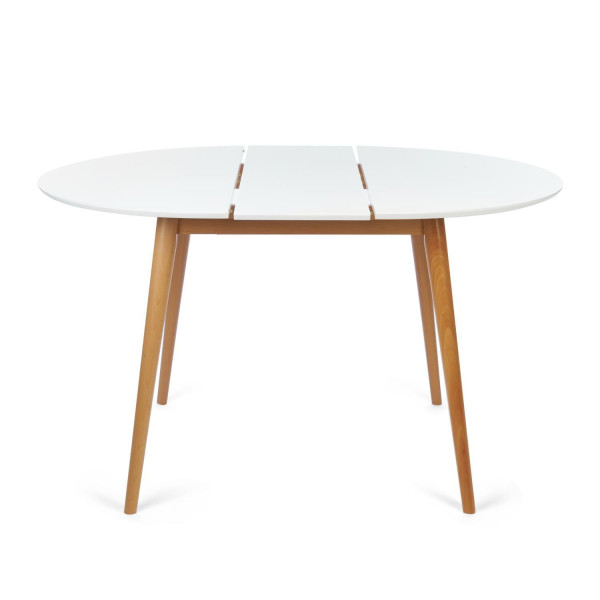 Стол круглый раскладной обеденный «Bosco» (белый+натуральный) фото № 3