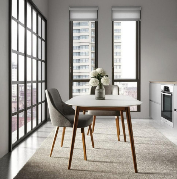 Стол круглый раскладной обеденный «Bosco» (белый+коричневый) фото № 7