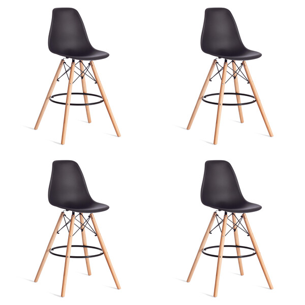Стул барный Cindy Bar Chair/Синди Бар Чаир (мод. 80) дерево бук/металл/пластик, 46х55х106см, черный фото № 11