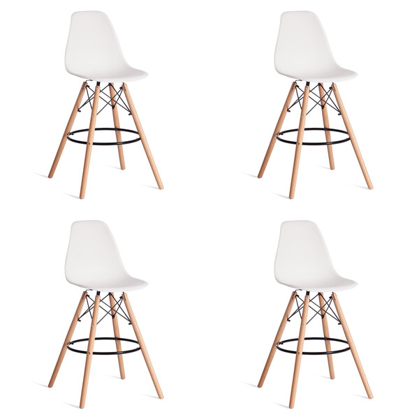 Стул барный Cindy Bar Chair/Синди Бар Чаир (мод. 80) дерево бук/металл/пластик, 46х55х106см, белый фото № 10