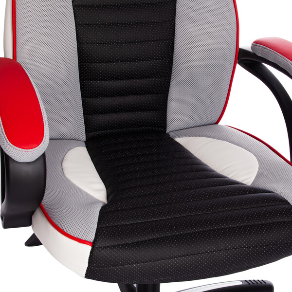 Кресло для геймеров PILOT (черный перфорированный/св.серый/красный) фото № 9