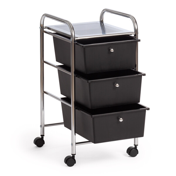 Столик c 3 ящиками для хранения  NY-3296-3 металл/пластик, 33х39х65см, хром/черный фото № 2