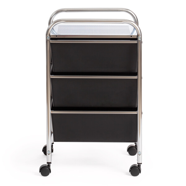 Столик c 3 ящиками для хранения  NY-3296-3 металл/пластик, 33х39х65см, хром/черный фото № 3