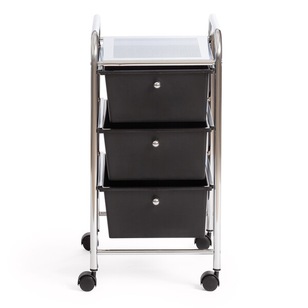Столик c 3 ящиками для хранения  NY-3296-3 металл/пластик, 33х39х65см, хром/черный фото № 4