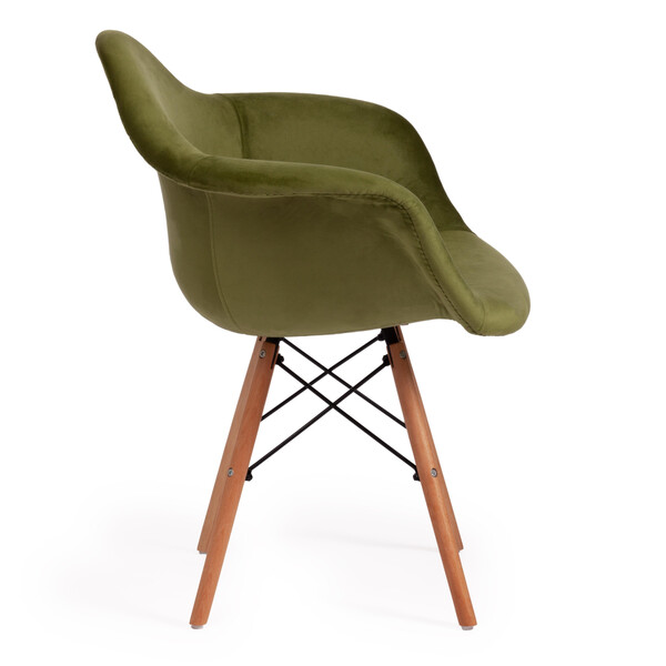 Кресло Cindy Soft Eames (мод. 101) дерево бук/металл/мягкое сиденье/ткань, 61х60х80см, зеленый /натуральный фото № 2