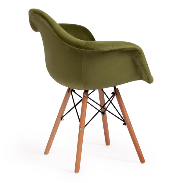 Кресло Cindy Soft Eames (мод. 101) дерево бук/металл/мягкое сиденье/ткань, 61х60х80см, зеленый /натуральный фото № 3