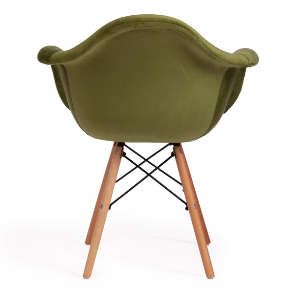 Кресло Cindy Soft Eames (мод. 101) дерево бук/металл/мягкое сиденье/ткань, 61х60х80см, зеленый /натуральный фото № 4