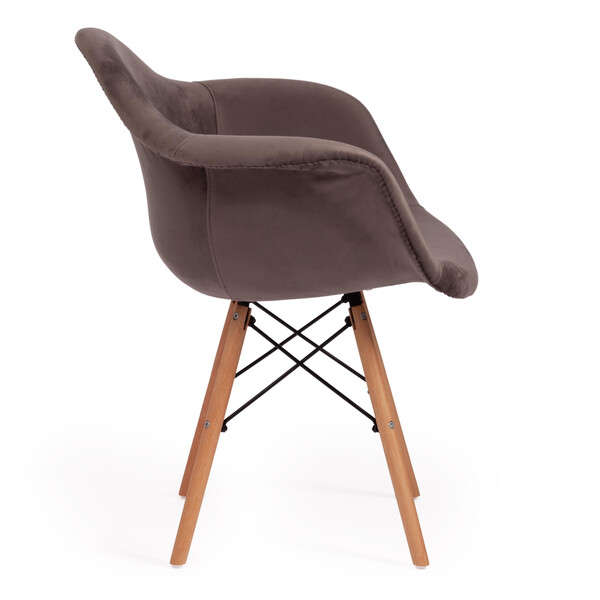 Кресло Cindy Soft Eames (мод. 101) дерево бук/металл/мягкое сиденье/ткань, 61х60х80см, серый/натуральный фото № 2