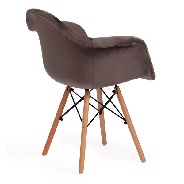Кресло Cindy Soft Eames (мод. 101) дерево бук/металл/мягкое сиденье/ткань, 61х60х80см, серый/натуральный фото № 3