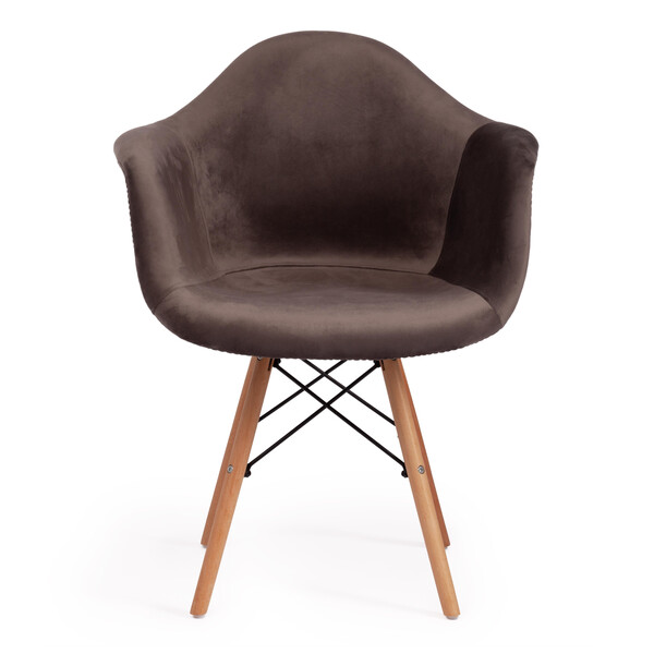 Кресло Cindy Soft Eames (мод. 101) дерево бук/металл/мягкое сиденье/ткань, 61х60х80см, серый/натуральный фото № 5