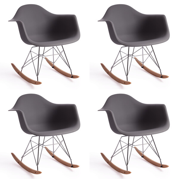 Кресло-качалка Cindy/Синди (мод. C1025A) пластик/металл/дерево, 65х61х74см, серый 024 /натуральный фото № 10