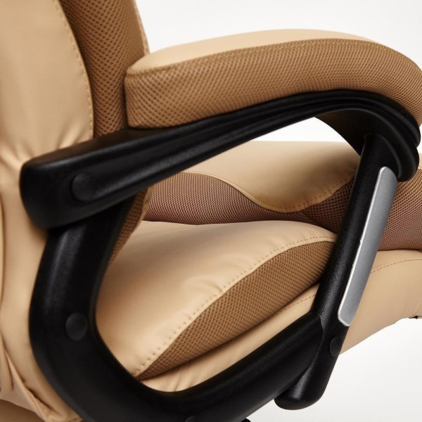 Кресло офисное TetChair «Duke» (Искусств. бежевая кожа + бронзовая сетка) фото № 10
