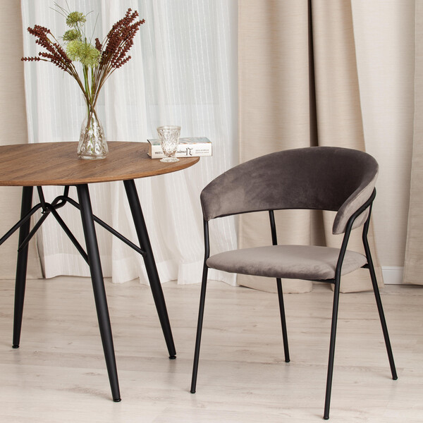 Кресло Turin/Турин (мод. 0129571) металл/вельвет, 56х50х78см, серо-коричневый 84/черный фото № 9