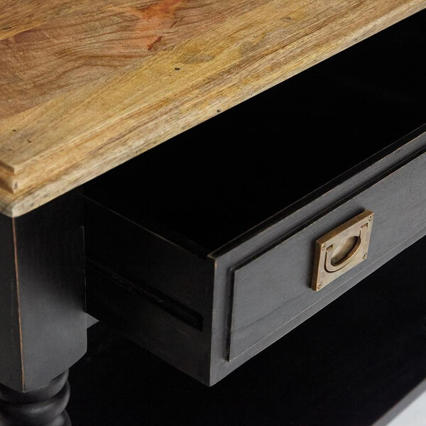 Консоль Secret de Maison Black Label/Блэк Лэйбл (мод. WA-0027) массив акации/массив манго/МДФ, 180х50х78см, черный/натуральный фото № 2