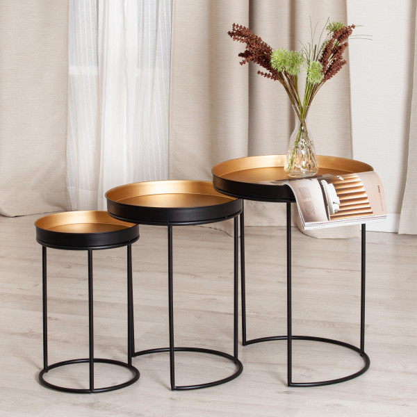 Набор столиков Secret De Maison RUNA ( mod. 11870 ) (черный/античная медь) фото № 13