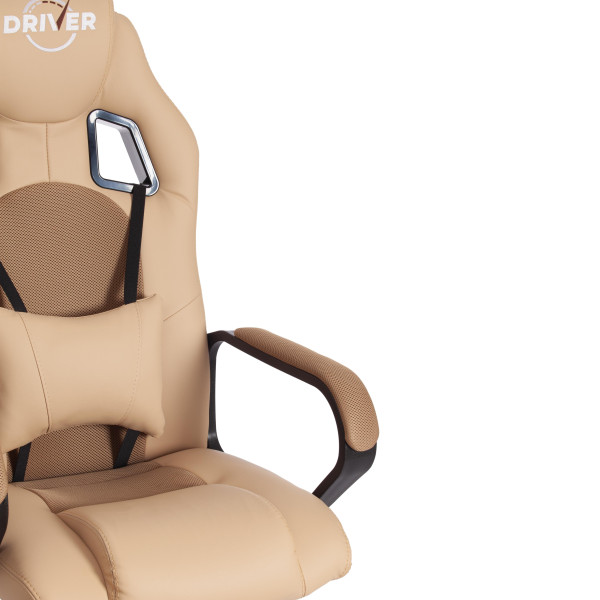 Кресло DRIVER (22) (кож/зам/ткань, бежевый/бронза, 36-34/TW-21) фото № 12