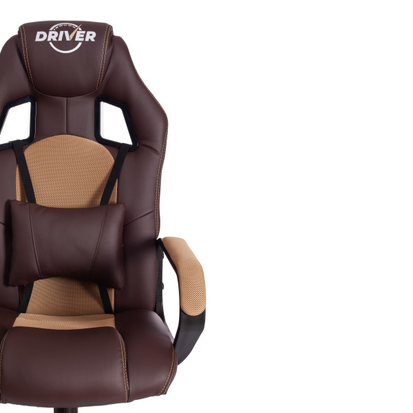 Кресло DRIVER (22) (кож/зам/ткань, коричневый/бронза, 36-36/TW-21) фото № 6