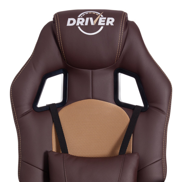 Кресло DRIVER (22) (кож/зам/ткань, коричневый/бронза, 36-36/TW-21) фото № 7
