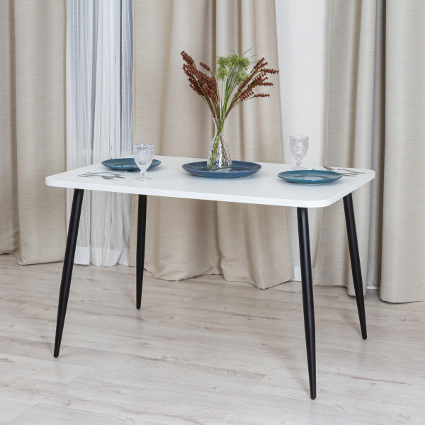 Стол PLUTO ЛДСП/металл, 120x80x77 см, Белый/Черный фото № 6