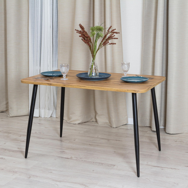 Стол PLUTO ЛДСП/металл, 120x80x77 см, Дуб вотан/Черный фото № 7