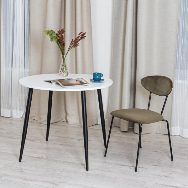 Стол URANUS ЛДСП/металл, 90x90x77 см, Белый/Черный фото № 6