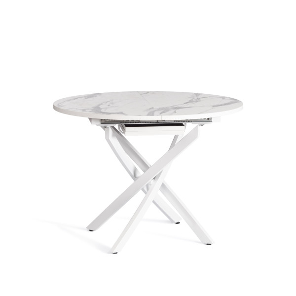 Стол MANZANA ЛДСП/HPL/металл, 100 х 100+30 х 75 см, Мрамор светлый/чёрный фото № 2