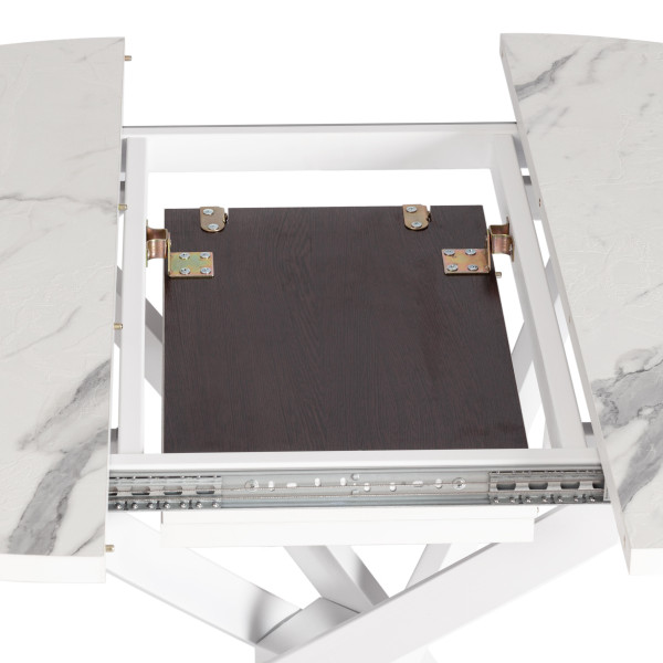 Стол MANZANA ЛДСП/HPL/металл, 100 х 100+30 х 75 см, Мрамор светлый/чёрный фото № 7